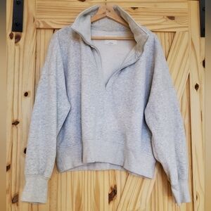 Abercrombie & Fitch Size L Light Grey Essential Sunday Half-Zip